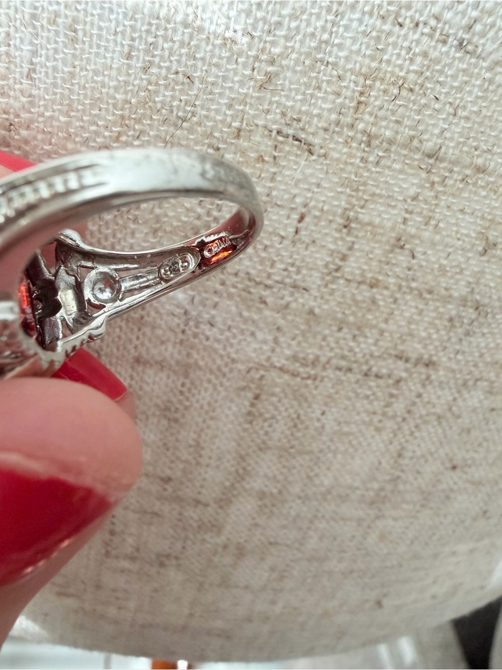 Judith Ripka Deep Red Cushion Crystal Ring with Silver Accents - Picture 7 of 7